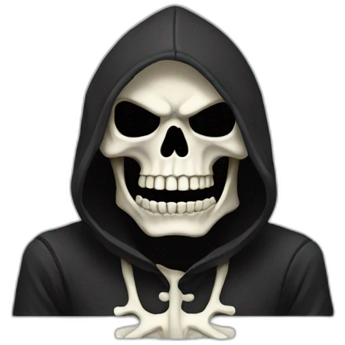 angry skeleton in black hoodie emoji