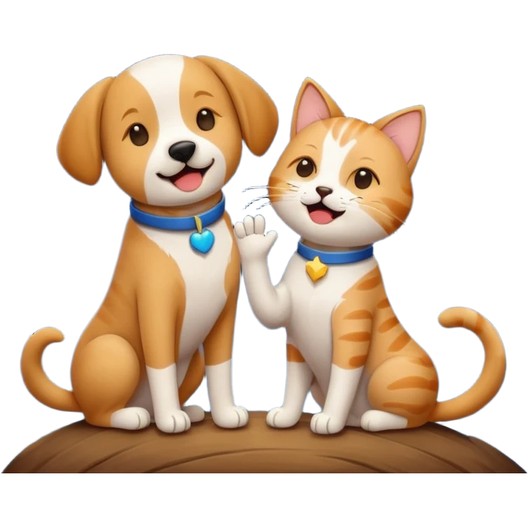 dog with a cat and they’re singing under the stars emoji