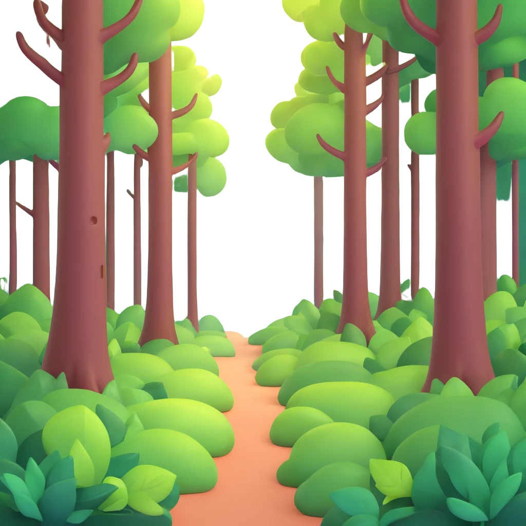 dense forest with sunlight filtering through trees emoji