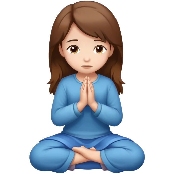 Brown hair girl on her knees praying emoji