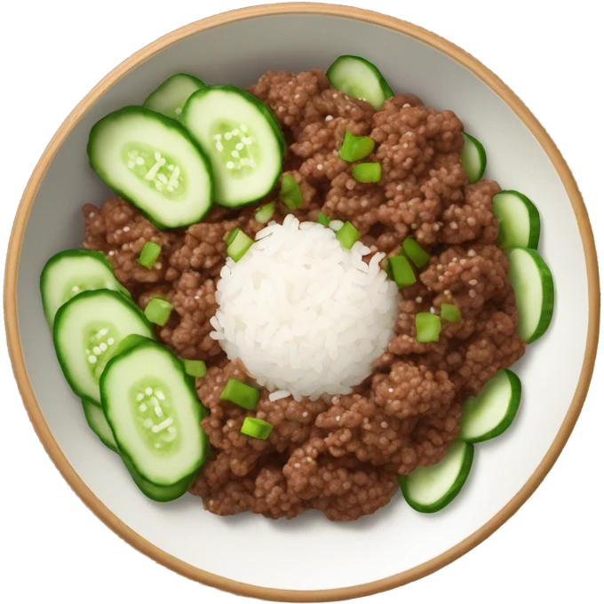 Korean ground beef cucumbers rice bowl emoji