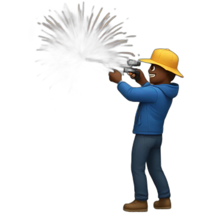 man shooting fireworks emoji