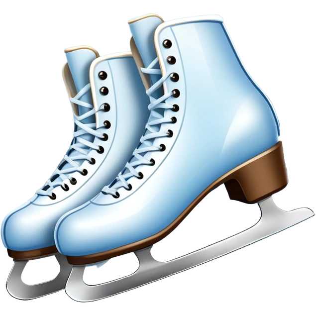 An icon showing a pair of elegant ice skates gliding across a smooth, frozen rink with snowflakes in the air. In the background, twinkling lights, winter trees, and cheering spectators create a festive atmosphere. Transparent background highlights the grace and charm of ice skating. emoji