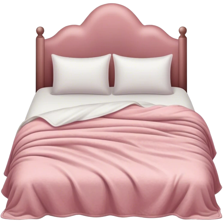 White bed with dusty rose fluffy blanket and pillows  emoji