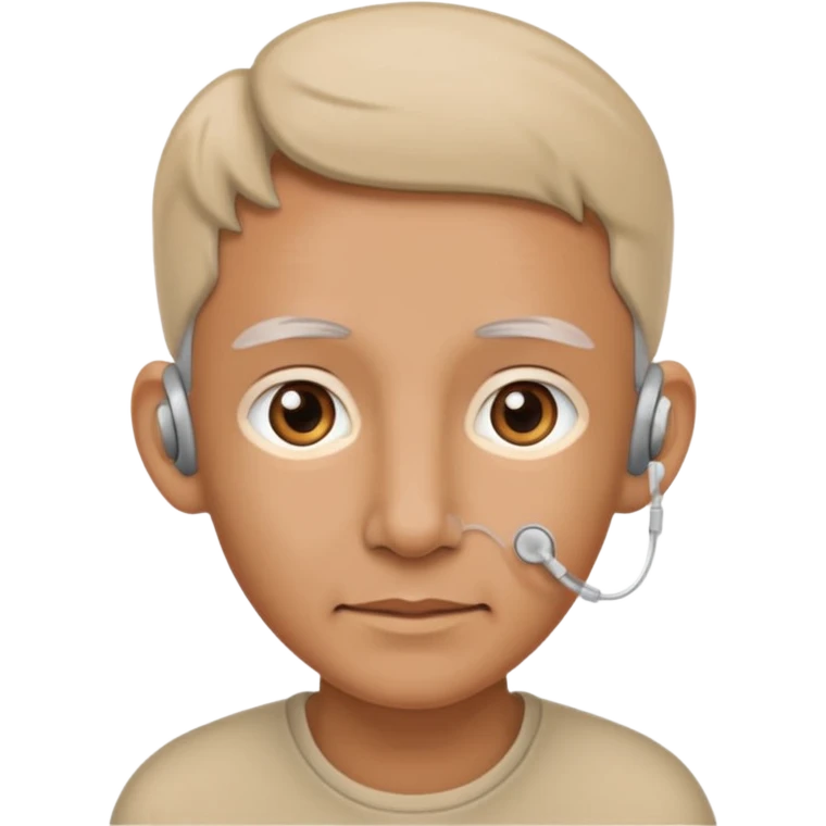 Tapi pakai alat bantu dengar dua duanya warna beinge lengkap emoji