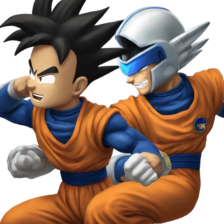 Goku and vegeta fighting in space emoji