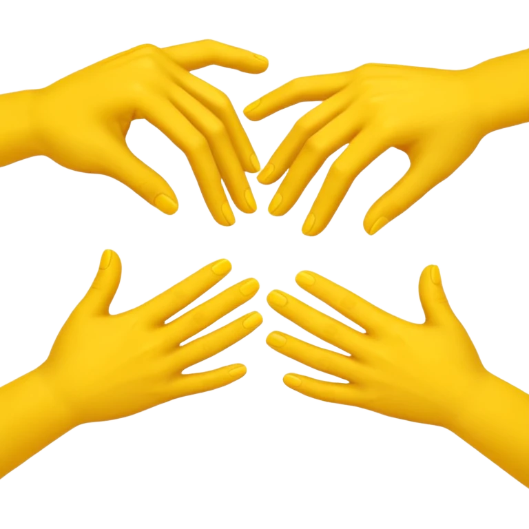 3 yellow hands face down in a circle about to say hurrah emoji