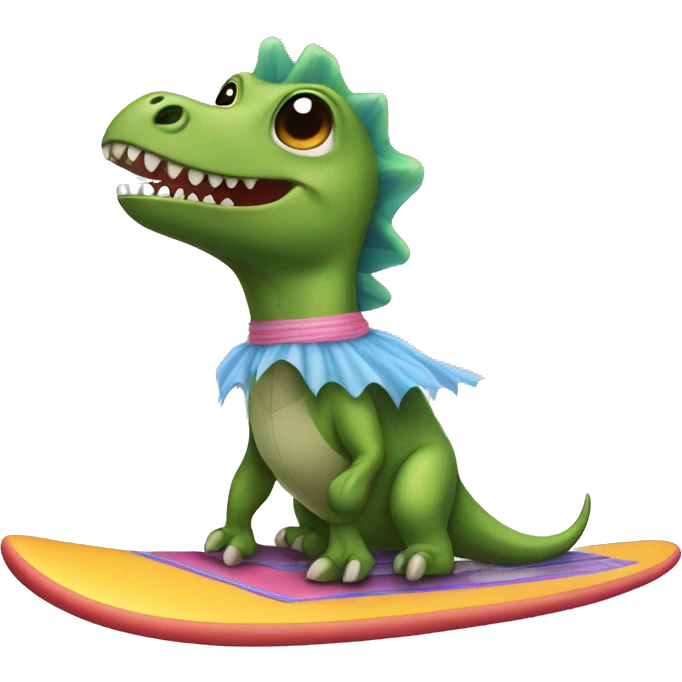  Dinosaur on a surfboard wearing a tutu emoji