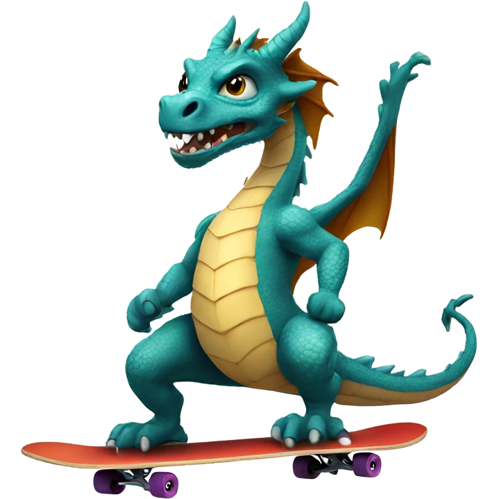 Dragon riding a skateboard  emoji