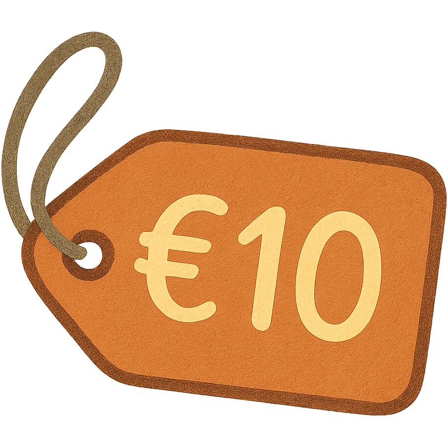 price tag with €10, minimal and elegant emoji