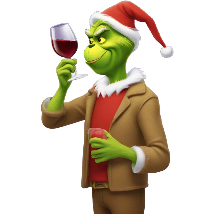 the grinch drinking wine emoji