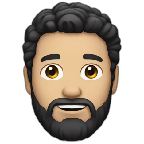 white man with black hair and beard and a sweater emoji