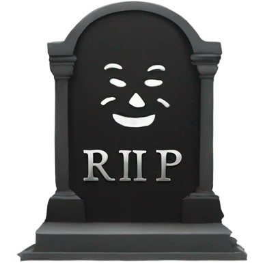 a black grave with the letters RIP on a silver  emoji