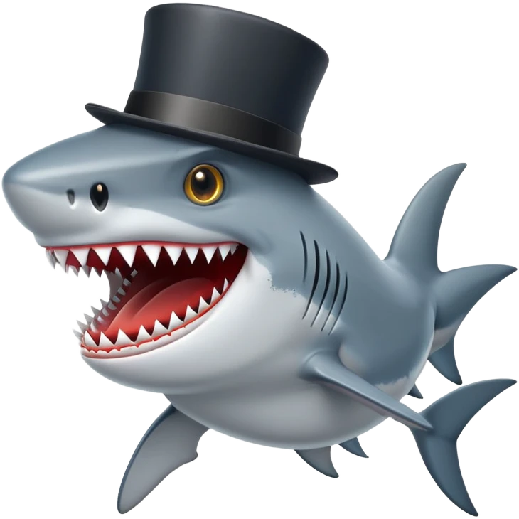 Shark with a top hat emoji
