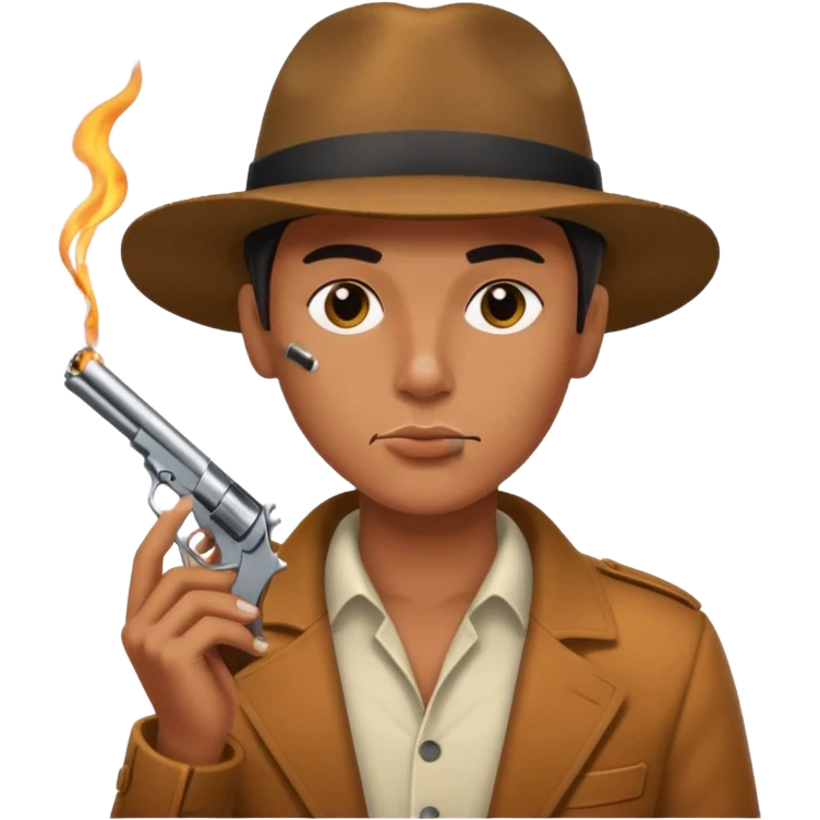 Smoking cigarette, holding gun emoji