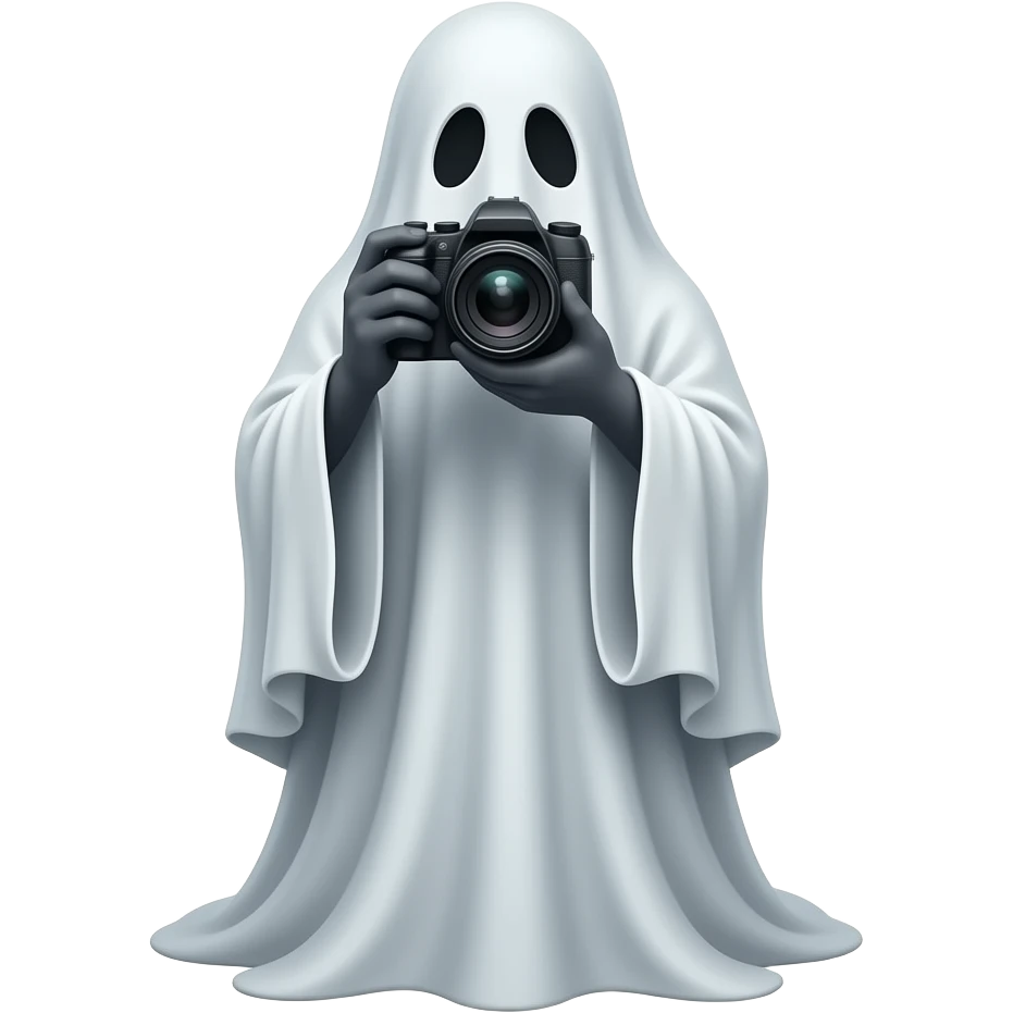 Haunting realistic ghost  taking photo emoji