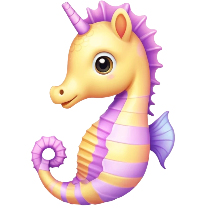 Cute kawaii seahorse with hearts around it emoji