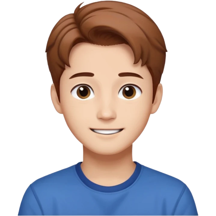 Mark Lee from NCT, cheerful expression, brown hair, signature eyebrows, casual outfit emoji