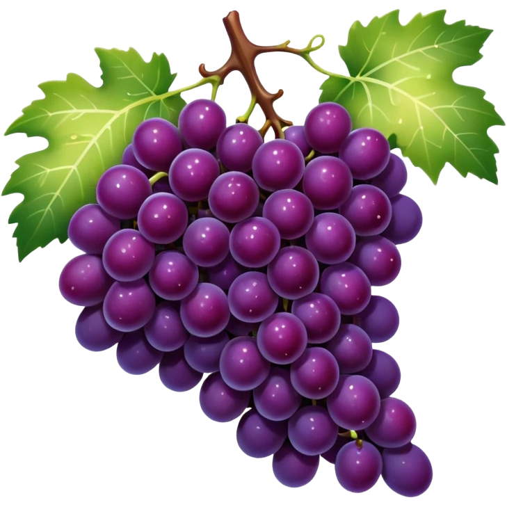 deep purple grapes, lush and dewy, softly glowing with sparkles, luxurious, high-end wine emoji
