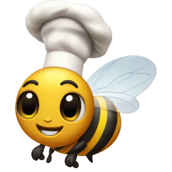 flying bee with chef hat emoji
