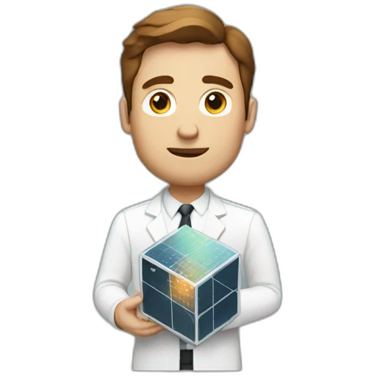 Tall white man with brown hair carrying a small cube satellite emoji