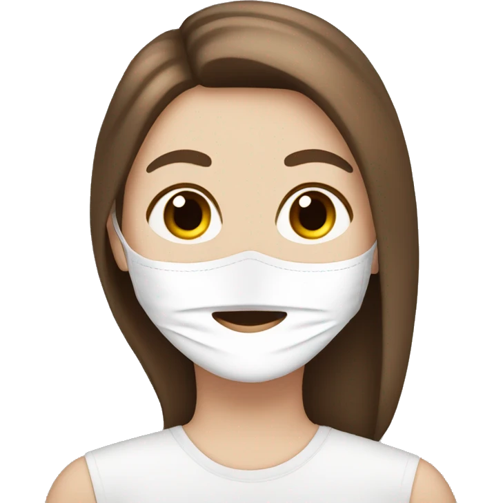 white girl with brown hair wearing a white face mask emoji