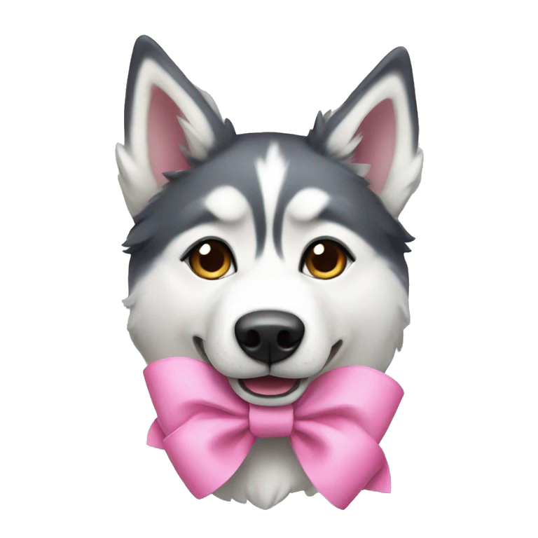 husky with a pink bow emoji