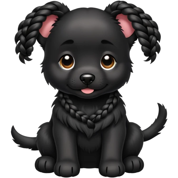 Black puppy with braids emoji