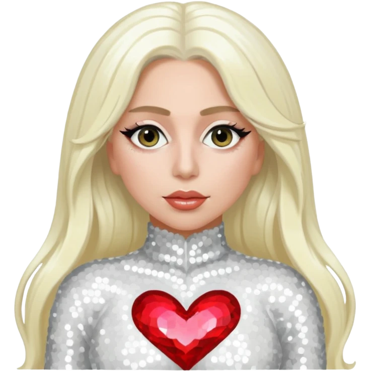 Lady Gaga with long platinum blonde hair, white sequin outfit emoji