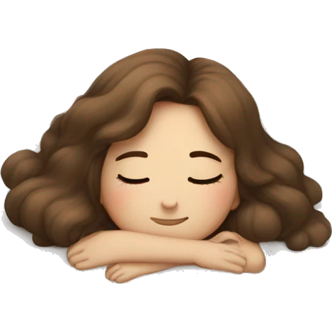 white skin long brown haired girl sleeping on top of pillow emoji