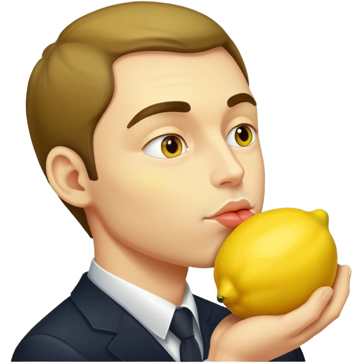 Man kissing a lemon emoji