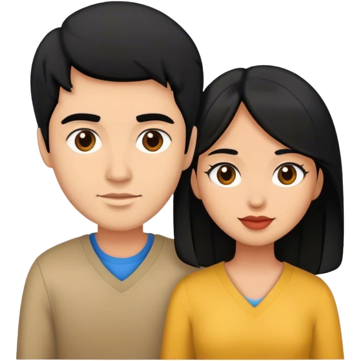 Medium skin color couple with black hair emoji