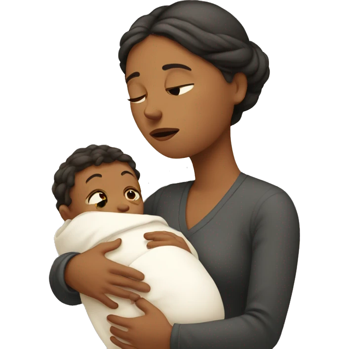 European sad mother with newborn emoji