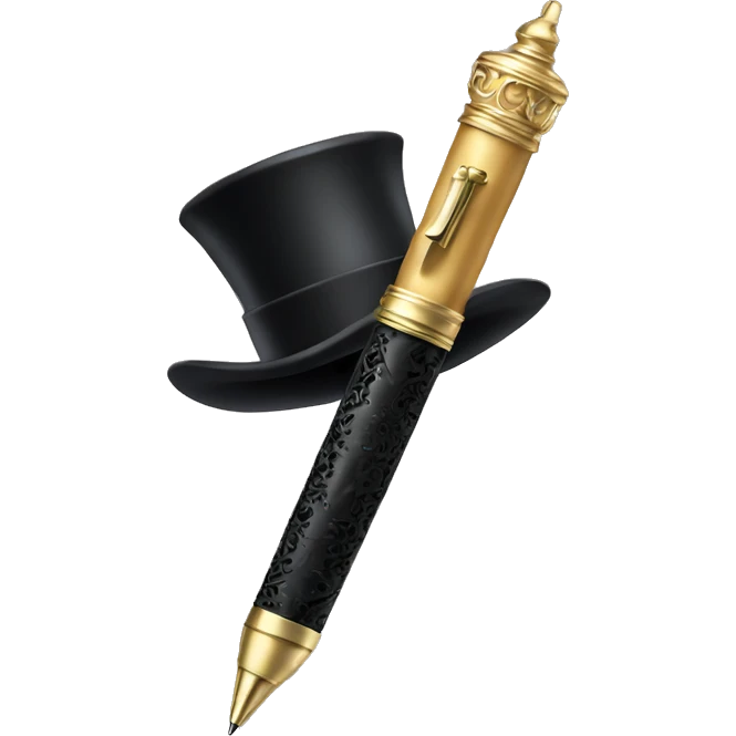 fancy pen with top hat emoji