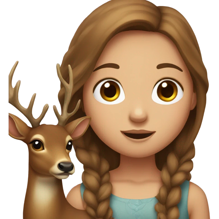 Deer with head of a girl with long brown hair emoji