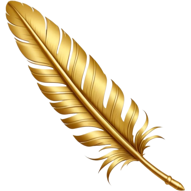 3D perspective writing premium golden ink feather emoji