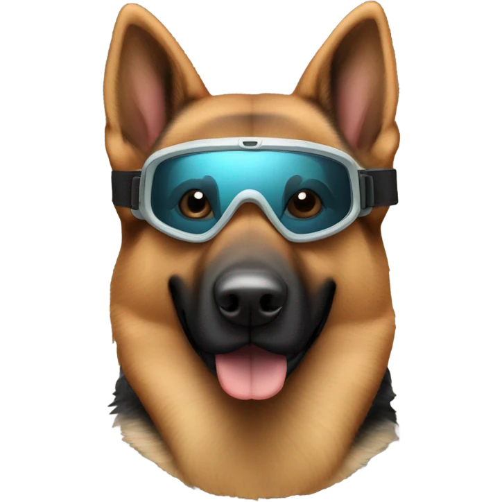 Brown german Shepard dog wearing ski googles  emoji