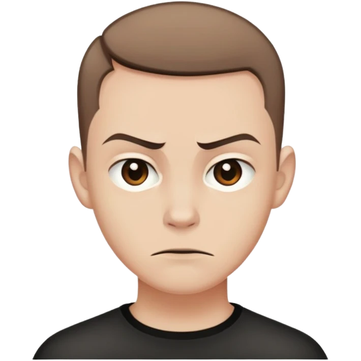 Amycus Carrow in harry potter, a man thin, brown hair, crew cut hair, look evil emoji