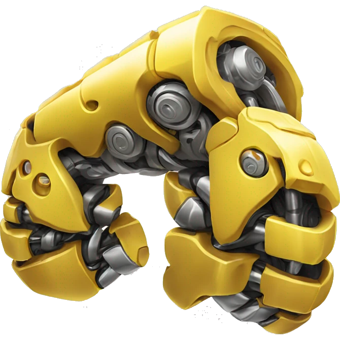 Yellow mechanical cyborg bicep that’s flexing emoji