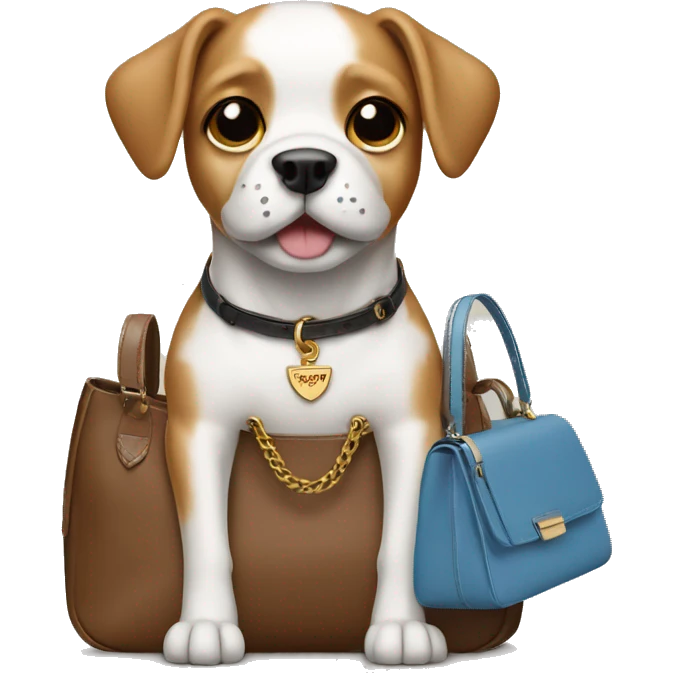 dog holding a prada bag emoji