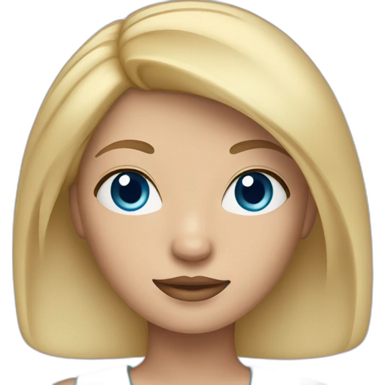 Memoji of a woman with blond hair and blue eyes emoji