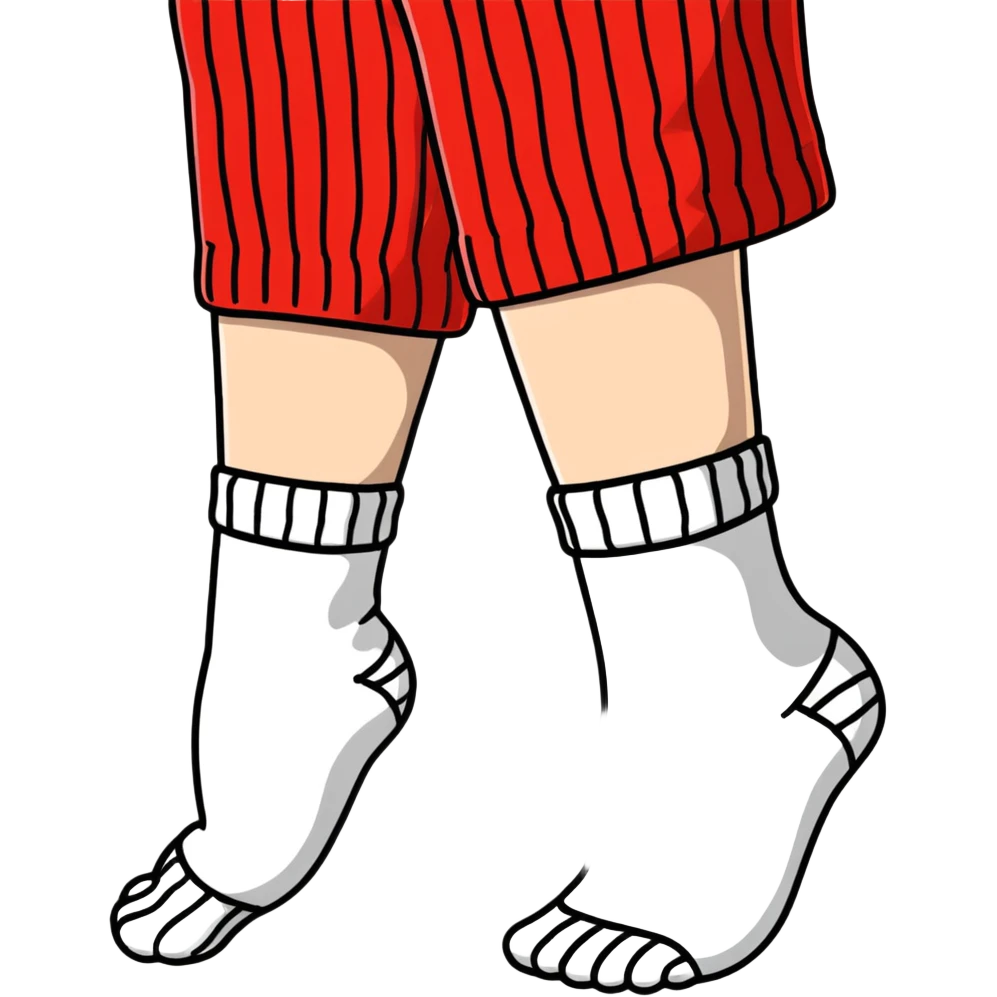 woman's feet wearing white crew socks viewed from directly underneath showing soles emoji