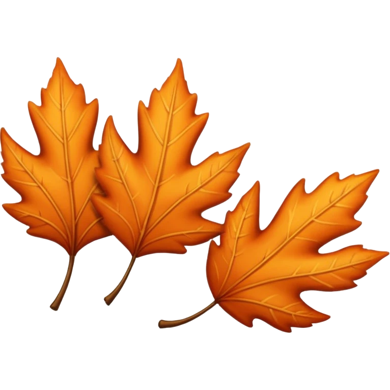 3 autumn leaves, blowing in the wind, to the left, white background emoji