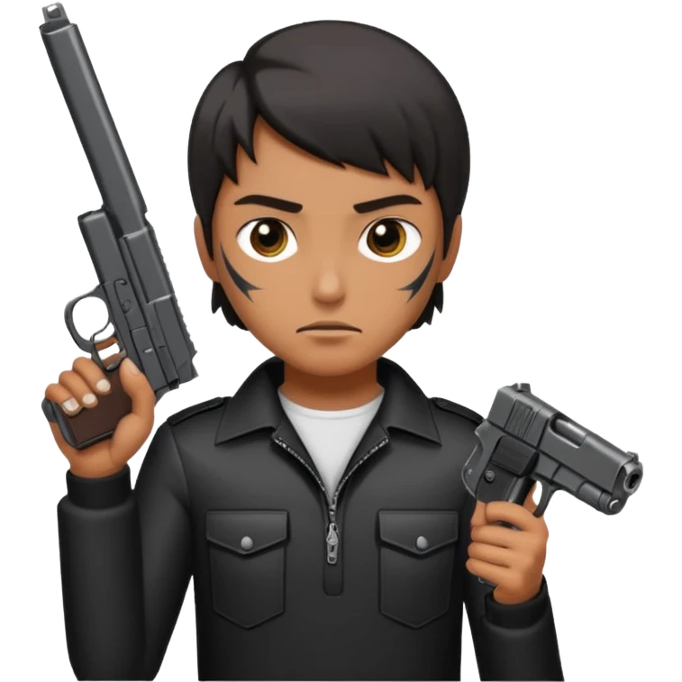 Quiero una carita fachera con una pistola automática en la mano emoji