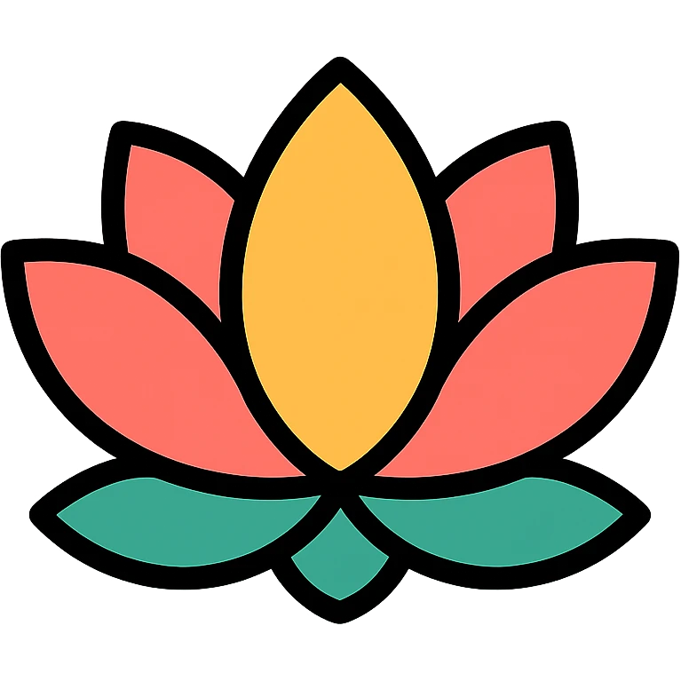 stylized lotus flower, symmetrical and serene, flat modern icon style emoji