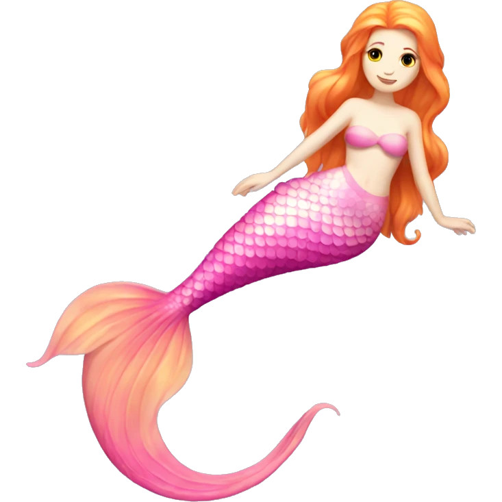 pale skinned orange haired mermaid with pink tail emoji