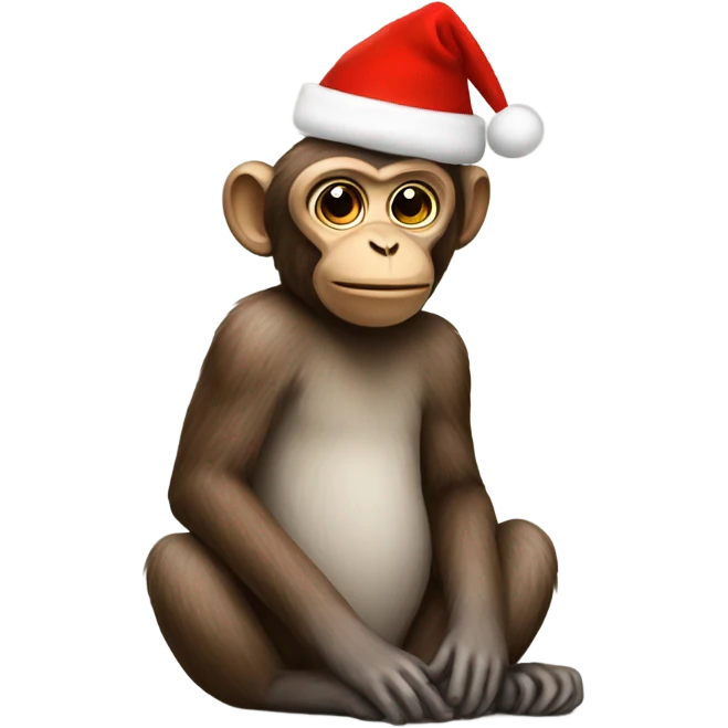 Sitting monkey wearing a Christmas hat  emoji