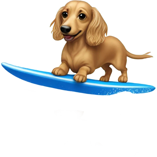 Long haired dachshund cream waterskiing  emoji