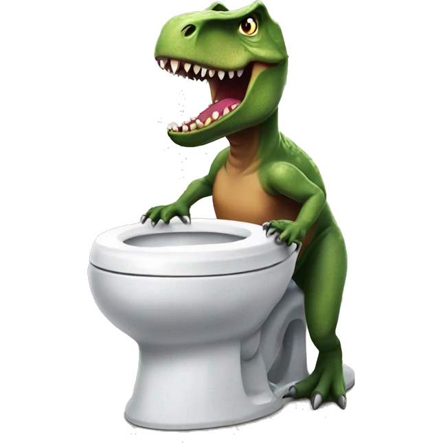Trex struggling on toilet emoji