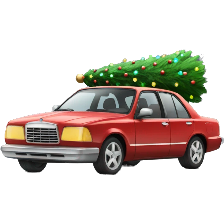 Christmas blsck car with Christmas tree emoji